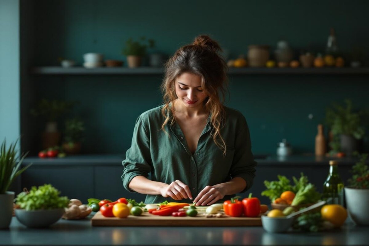 Meal preparation in a modern kitchen